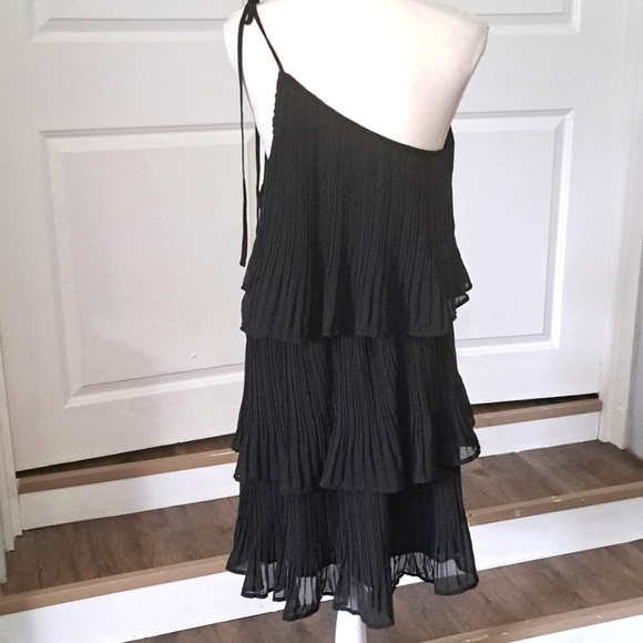 ZESICA Sleeveless Mini Boho One Shoulder Ruffle Tiered Chiffon Flowy  A Line XL - Picture 5 of 10